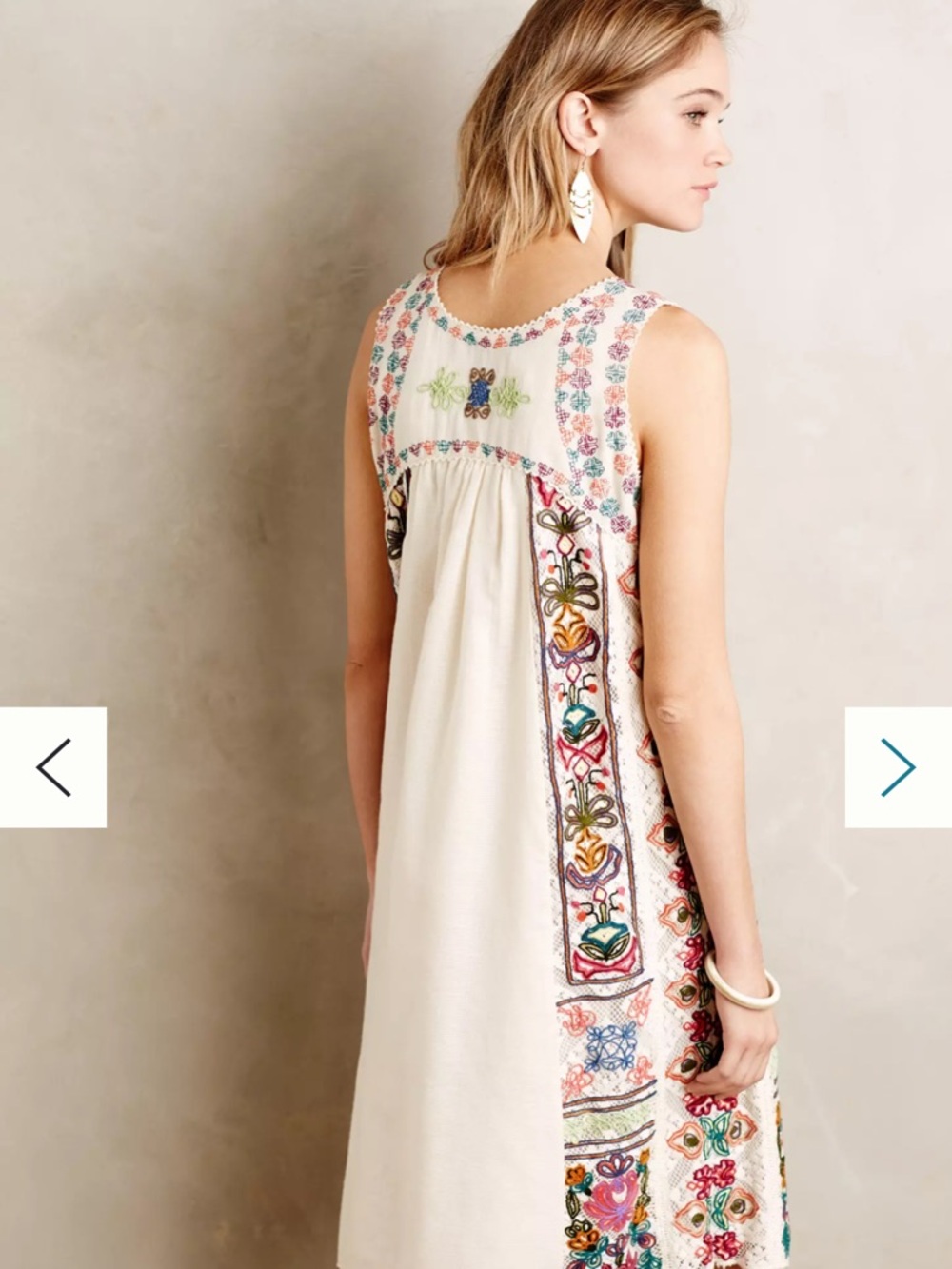 Anthropologie Khavita Bhartia Cream Midi Dress with Multicolor Floral Embroidery - Picture 2 of 13